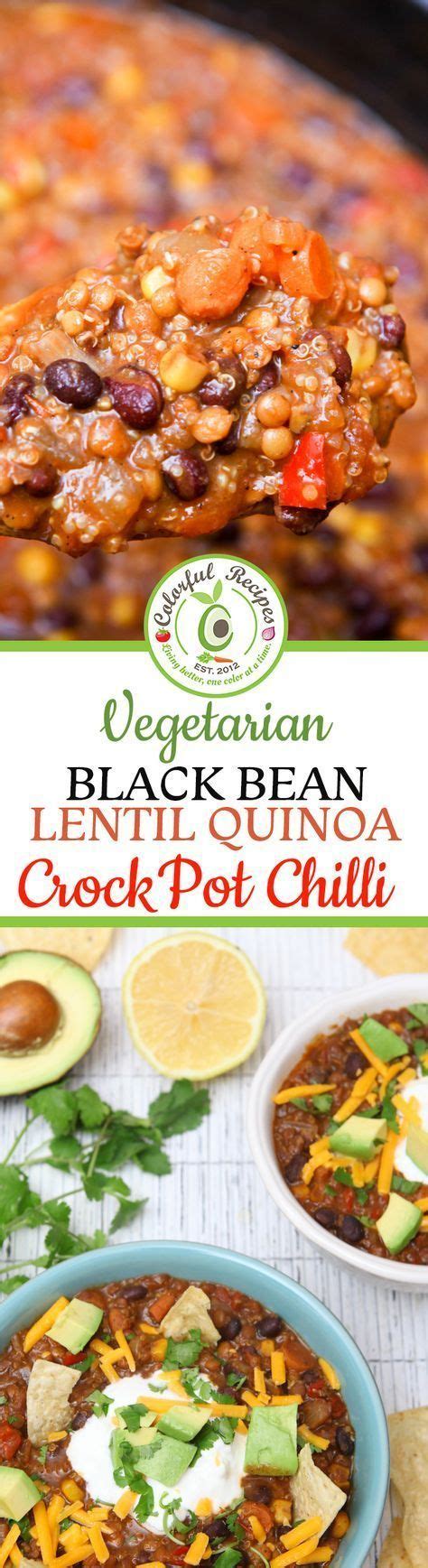 When you're measuring smaller servings of beans and legumes, such as chickpeas and lentils, are encouraged on many. Crock Pot Black Bean Lentil Quinoa Chili - Colorful ...