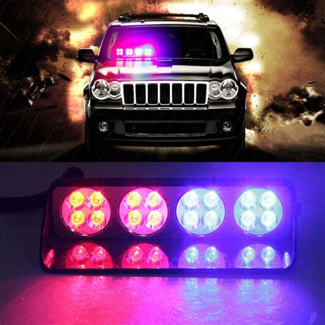 16led Flash Led Police Lights Flashing Modes 12v Car Truck Emergency