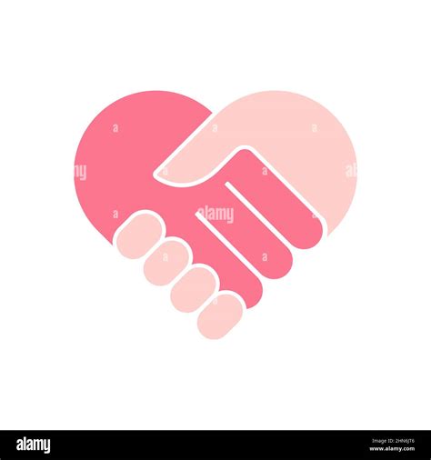 One Heart Two Hand Palms Care Love Symbol Pink Heart Handshake Icon