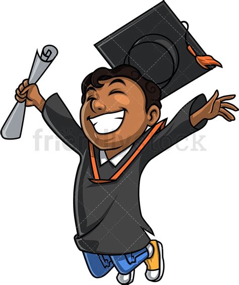 Black Boy Graduating Cartoon Clipart Vector Friendlystock