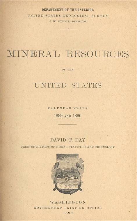 Mineral Resources Of The Us Calendar Years 1889 And 1890