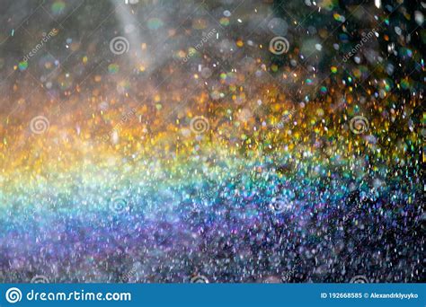 Abstraction Rainbow In Water Drops Natural Background Or Texture