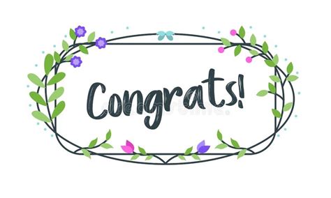 Congrats Congratulations Typography With Floral Frame Vector For