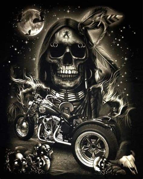 indian skull and bike skull art drawing skull artwork biker tattoos skull tattoos biker art