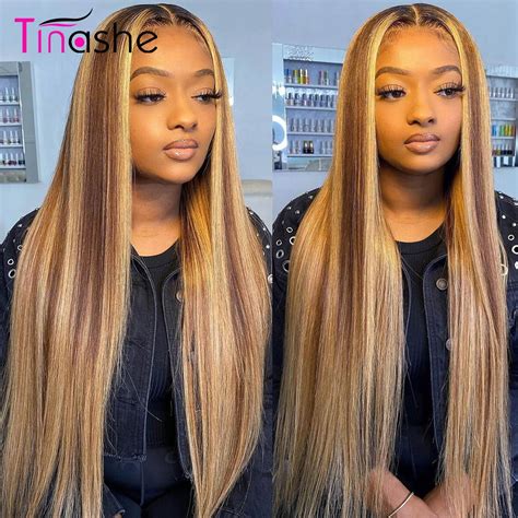 Tinashe Highlight Wig Human Hair Honey Blonde Lace Front Wig Hd