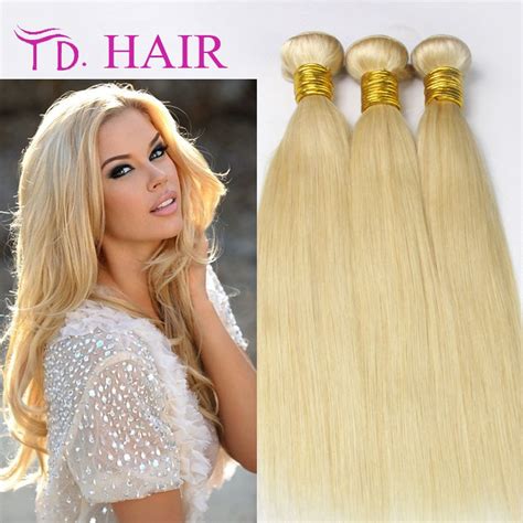Brazilian Blonde Virgin Hair Straight Pcs Human Hair Weave Blonde