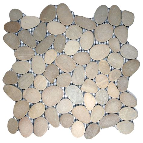 Sliced Java Tan Pebble Tile Shower Floor Tilehub