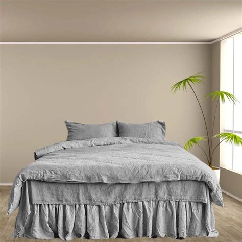 Light Gray Linen Duvet Cover Queen And Pillowcases Soft Etsy