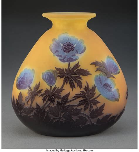 Gallé Cameo Glass Floral Vase Circa 1910 Marks Gallé 8 1 2 X 8 Lot 79245 Heritage Auctions