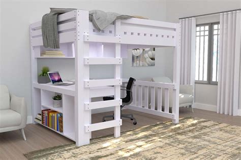 How To Build A Diy Queen Size Loft Bed With A Desk Thediyplan Atelier