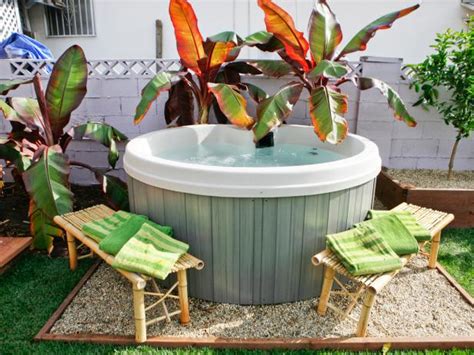 Small Backyard Hot Tub With Tropical Plants Hgtv