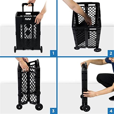 Mount It Mesh Rolling Utility Cart Folding And Collapsible Hand Crate