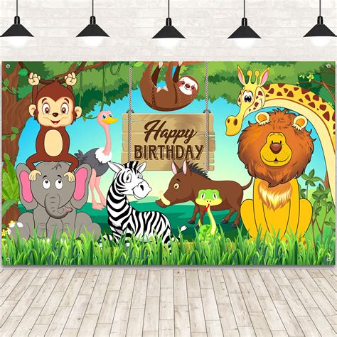 Jungle Animal Theme Birthday Party Decorations Extra Large Fabric