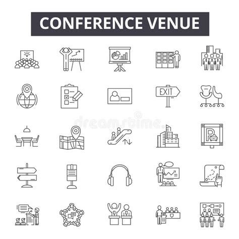 Conference Venue Line Icons Signs Vector Set Outline Illustration