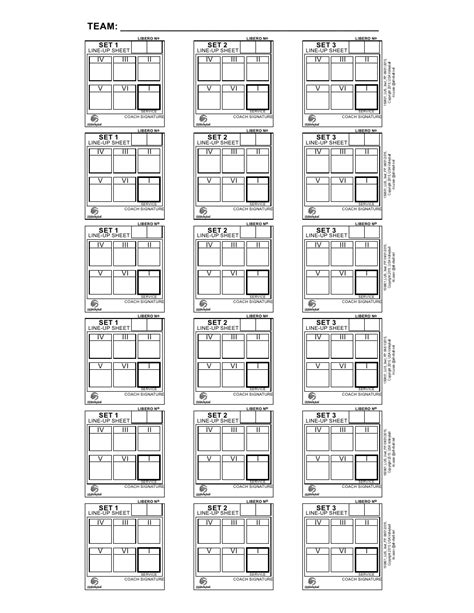 Usa Volleyball Line Up Sheets Six Rows Download Printable Pdf