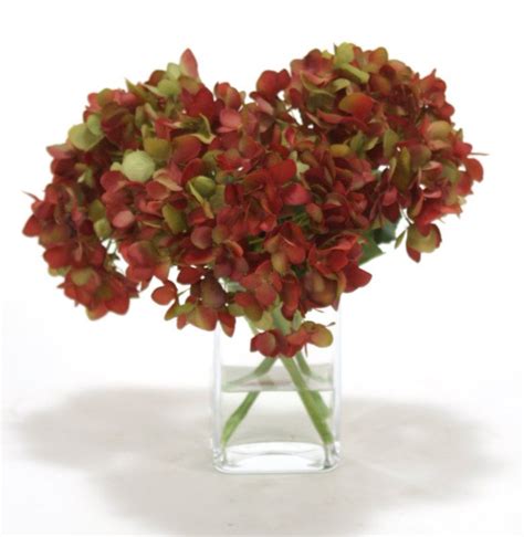 25pc artificial hydrangea simulation silk flower head diy handcraft wedding deco. Waterlook Silk Hydrangea Nosegay in Rectangular Glass Vase ...