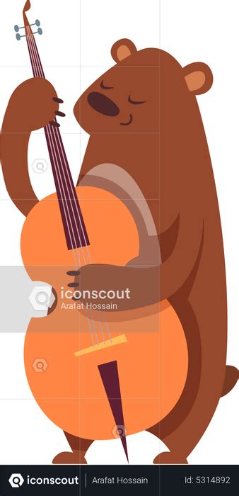 best premium bear playing violin illustration download in png and vector format