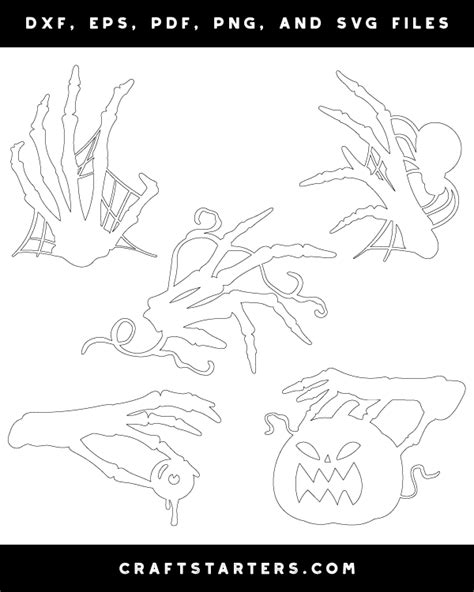 Creepy Skeleton Hand Outline Patterns Dfx Eps Pdf Png And Svg Cut