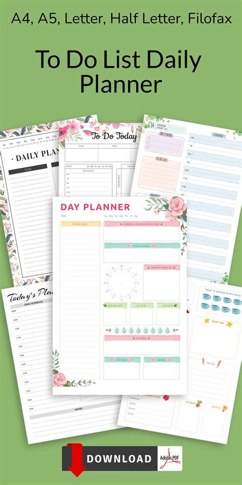 Undated Daily Planner Template Daily Printable Planner Etsy Daily