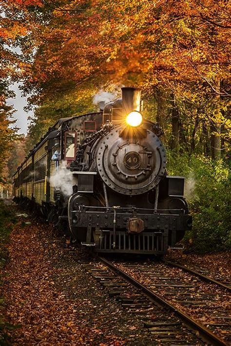 Essex Steam Trains Engine 40 Passing Through The Autumn Foliage At