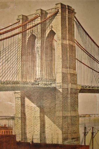 View New York City Brooklyn Great East River Suspension Bridge