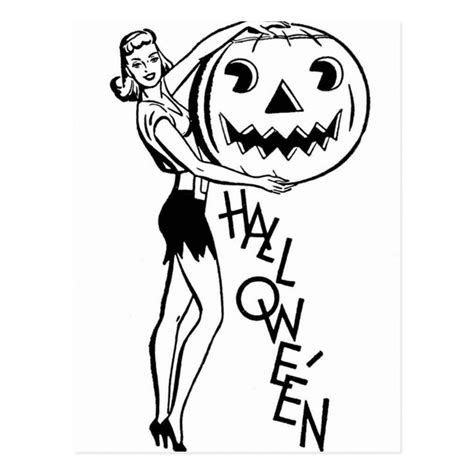 Retro Halloween Pinup Postcard Zazzle Halloween Images Retro