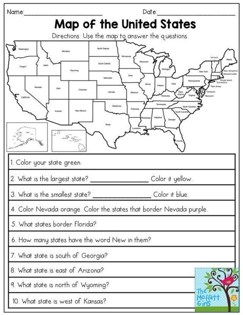 Map Worksheet 2nd Grade