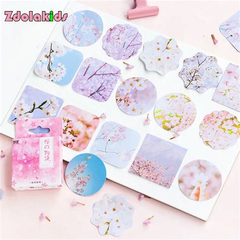 45 Pieceslot Beautiful Cherry Blossoms Label Stickers Decorative