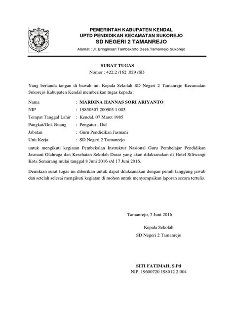 Detail Surat Tugas Sekolah Koleksi Nomer