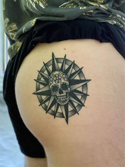 My First Tattoo Awesome Skull And Compass Done By Kev At Kadink Tattoo In Fordingbridge Uk R