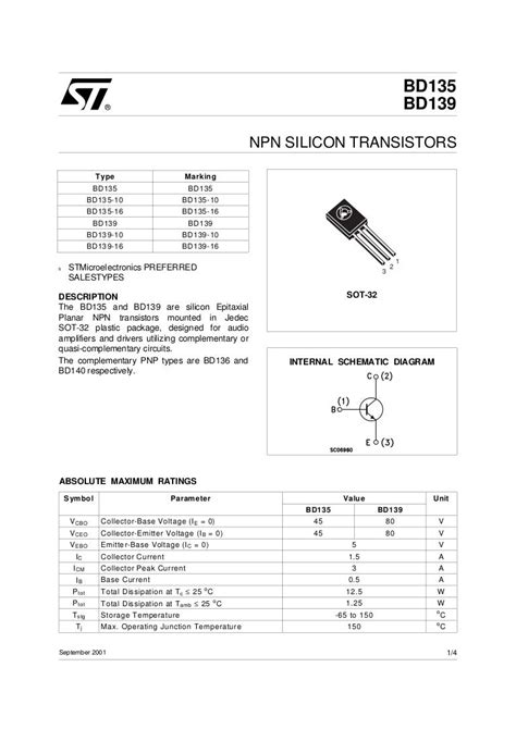 Bd135bd139 Transistor Data Sheet