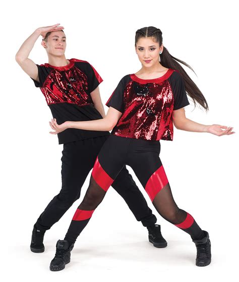Red Black Flip Sequin Hip Hop Dance Costume A Wish Come True