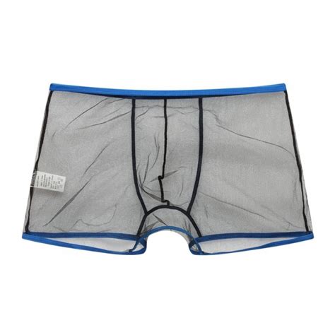 Men Sheer Mesh See Through Briefs Spandex Breathable Boxers Shorts Low