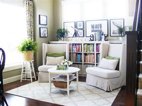 Use Bookcases Behind Chairs In Master Bedroom Sitting Area Living