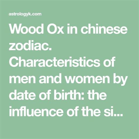 Wood Ox In Chinese Zodiac Characteristics Of Men And Women By Date Of