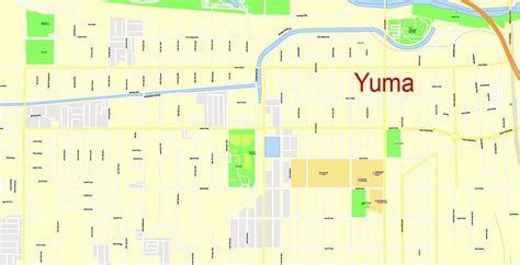 Yuma Pdf Map Arizona Us Exact Vector Map Street G View City Plan