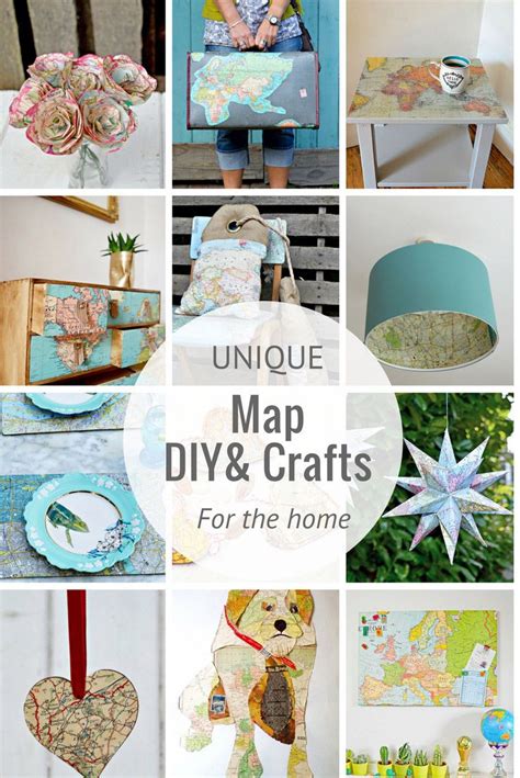 Collection Of Map Crafts And Diys For The Home Map Crafts Travel