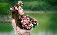 Girls And Flowers Wallpapers - Wallpaper Cave