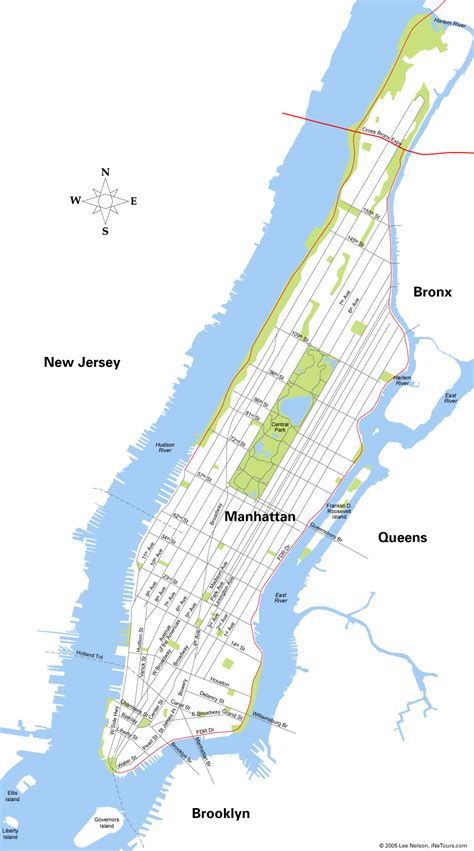 Manhattan With Parks And Rivers Manhattan Map New York City Map