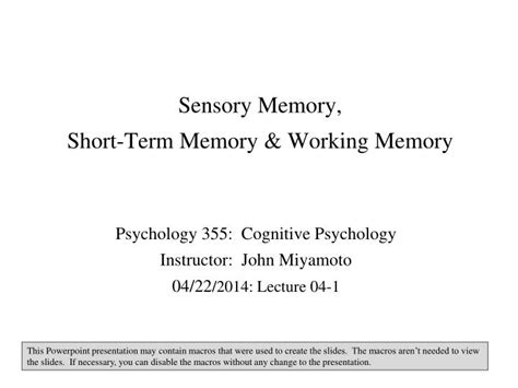 Ppt Sensory Memory Short Term Memory And Working Memory Powerpoint