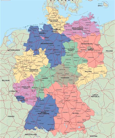 Germany Political Map Illustrator Vector Eps Maps Eps Illustrator Map