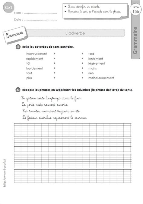 Exercices Sur Les Adverbes Cm2