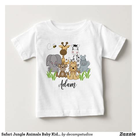 Safari Jungle Animals Baby Kids Name Baby T Shirt Jungle