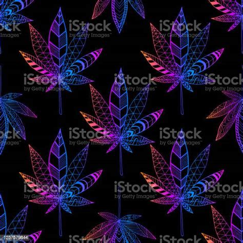 Vetores De Folhas De Cannabis Trippy Alucinógenas Motley Cor De