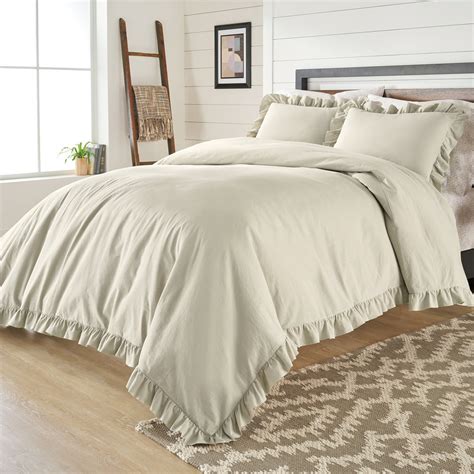 Better Homes And Gardens Raw Edge Ruffle 3 Piece Duvet Cover Set King