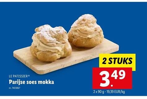 Le Patissier Parijse Soes Mokka 2 Stuks Promotie Bij Lidl