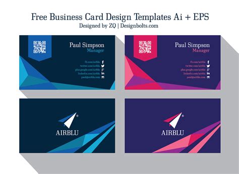 Get the look you want without the hassle. 2 Free Professional Premium Vector Business Card Design Templates | Ai + EPS - Designbolts