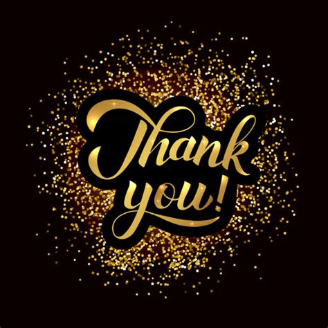 Thank You Gold Glitter Hand Lettering Greeting Card Illustrations