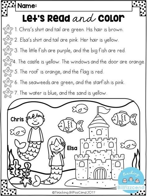 Reading Comprehension Kindergarten Worksheets Free For First Grade