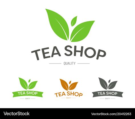 Logo For A Tea Shop Or Brand With Three Leaves Vector Image